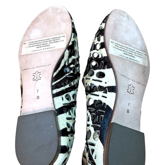 LOEFFLER RANDALL Genuine Leather Calfhair Laser Cutout Flats Leather Sole Sz 7B - Picture 7 of 9